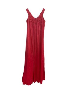 Vtg Vanity Fair Hot Pink Full-Length Slip Dress Size Small